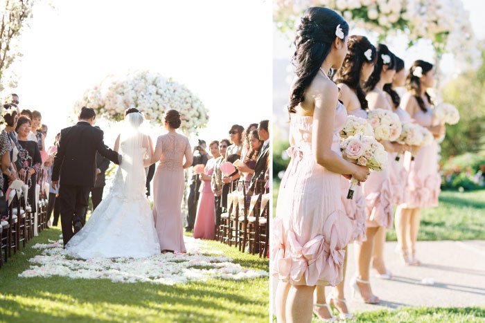 ceremonie mariage en plein air romantique rose poudre